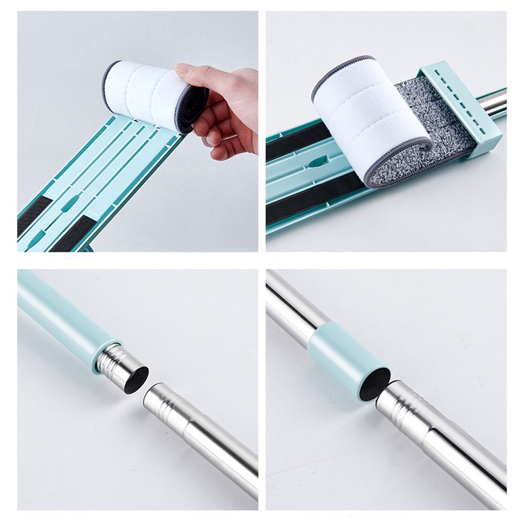 Alat Pel Lantai Tarik Microfiber / Lap Pel / Alat Pel Praktis / Mop Foldable Alat Pel Lantai Dapat D