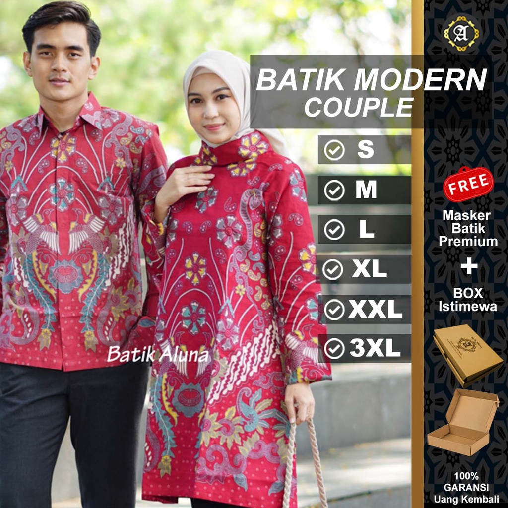 Baju Batik Couple Pasangan Rok Anak Wanita Lengan Kondangan Panjang Kemeja Jenna Tunik Kebaya Premiu