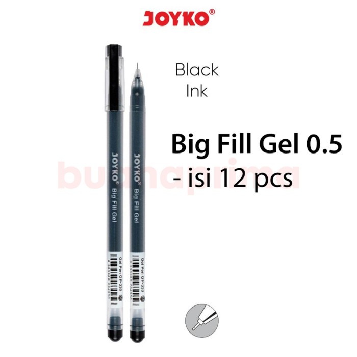 

Pulpen Big Fill Gel 0.5 mm isi 12 pcs Joyko GP-330 Pen Pena Cair