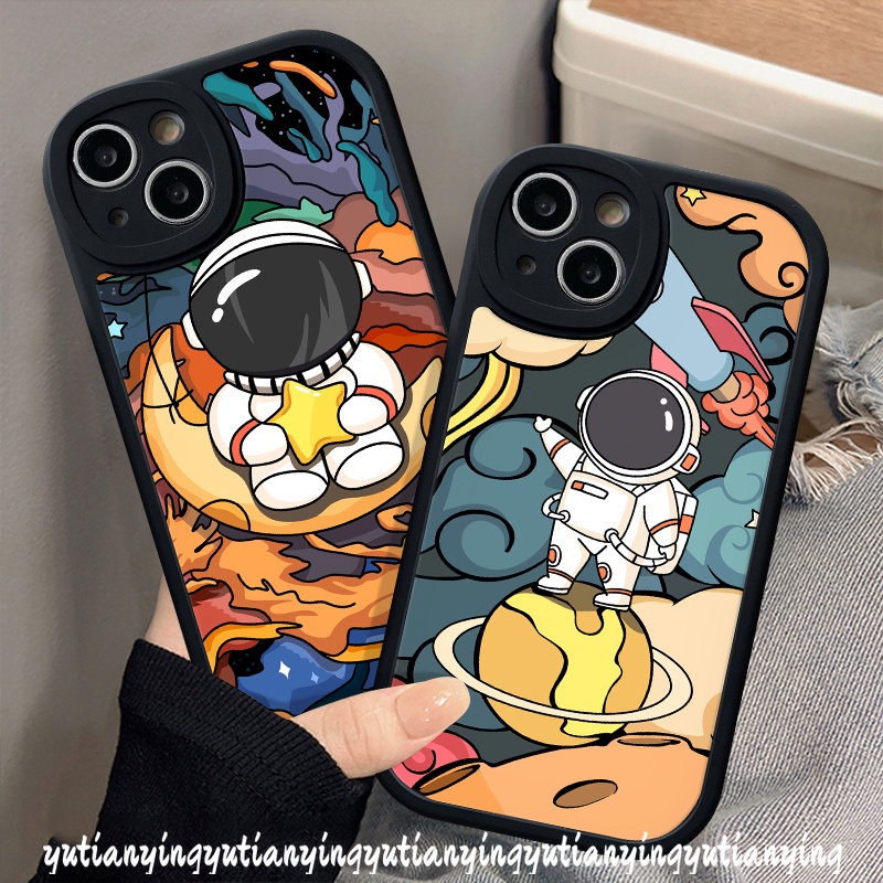 Casing For Infinix Hot 10 Note 8 Hot 9 11 10 Play 11s 10T 10s Cartoon Cute Nasa Astronaut Space Soft Round Lens Phone Case