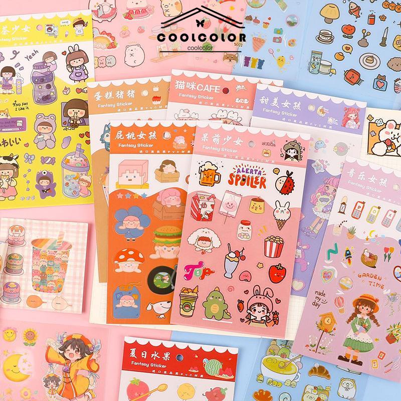 COD❤️6pc Stiker Cute Cartun Lucu Food Pet Diy Diary Jurnal Palnner Deco Hias- cl