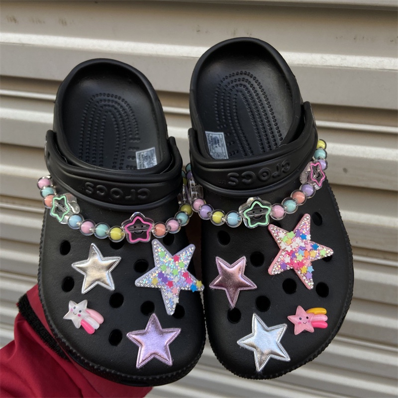 &lt; Bintang &gt; cocs jibbiz diy Shoe accessorie ins Shoe Decoration Sticker croc clog jbbitz Gesper Sepatu Untuk crocs charm pin