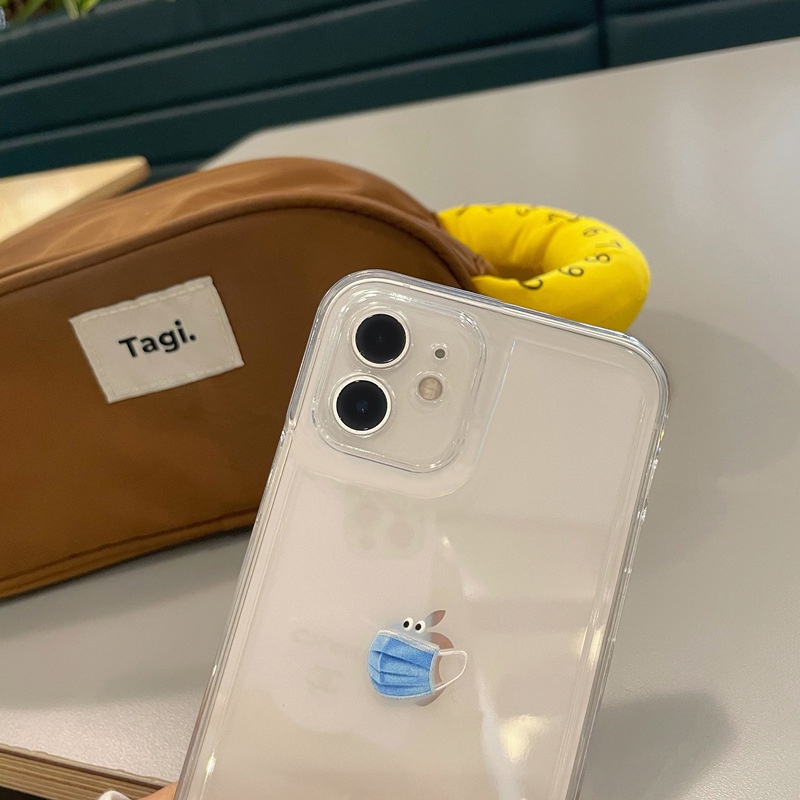 IPHONE Ins Logo Lucu Masker Bedah Dengan Mata Simple Desing Transparan Phone Case Covers Untuk Iphone7 8 PLUS X XR XS 11 12 13 14 mini PRO MAX SE 2020