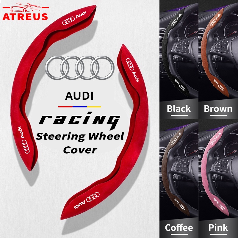 Audi Sarung Pelindung Setir Mobil Sport Steering Wheel Cover Anti Slip Serap Keringat Untuk A3 8l A1 Q5 TT mk2 A5 A4 B7 B8 B5 A6 C7 C6 Q7 Q3 RS3