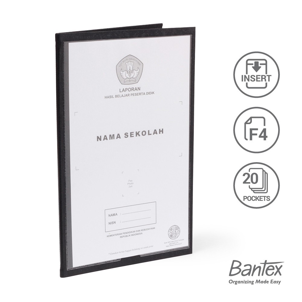 

Bantex Map Raport Insert Hardcover Rapor Folio F4 20 Lembar Sleeve Pocket Hotprint