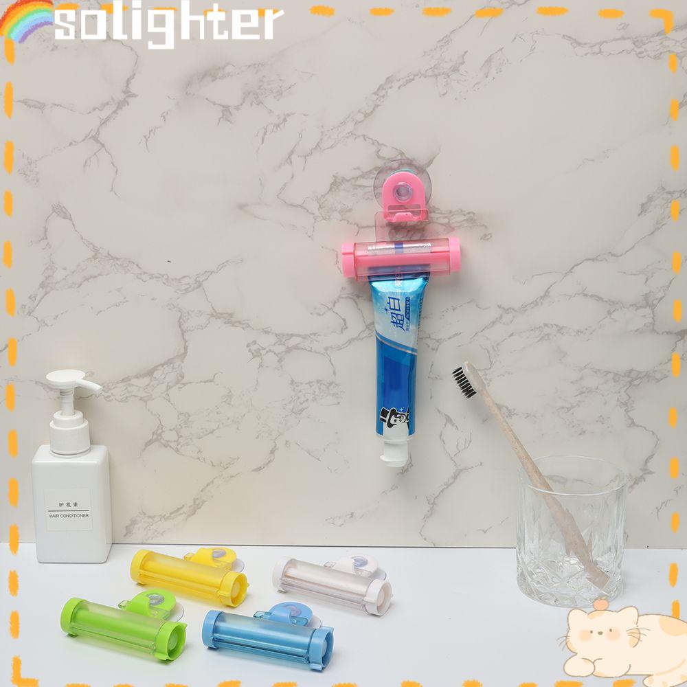 Solighter Rolling Toothpaste Dispenser New Reusable Sucker Gantung Rak Kamar Mandi