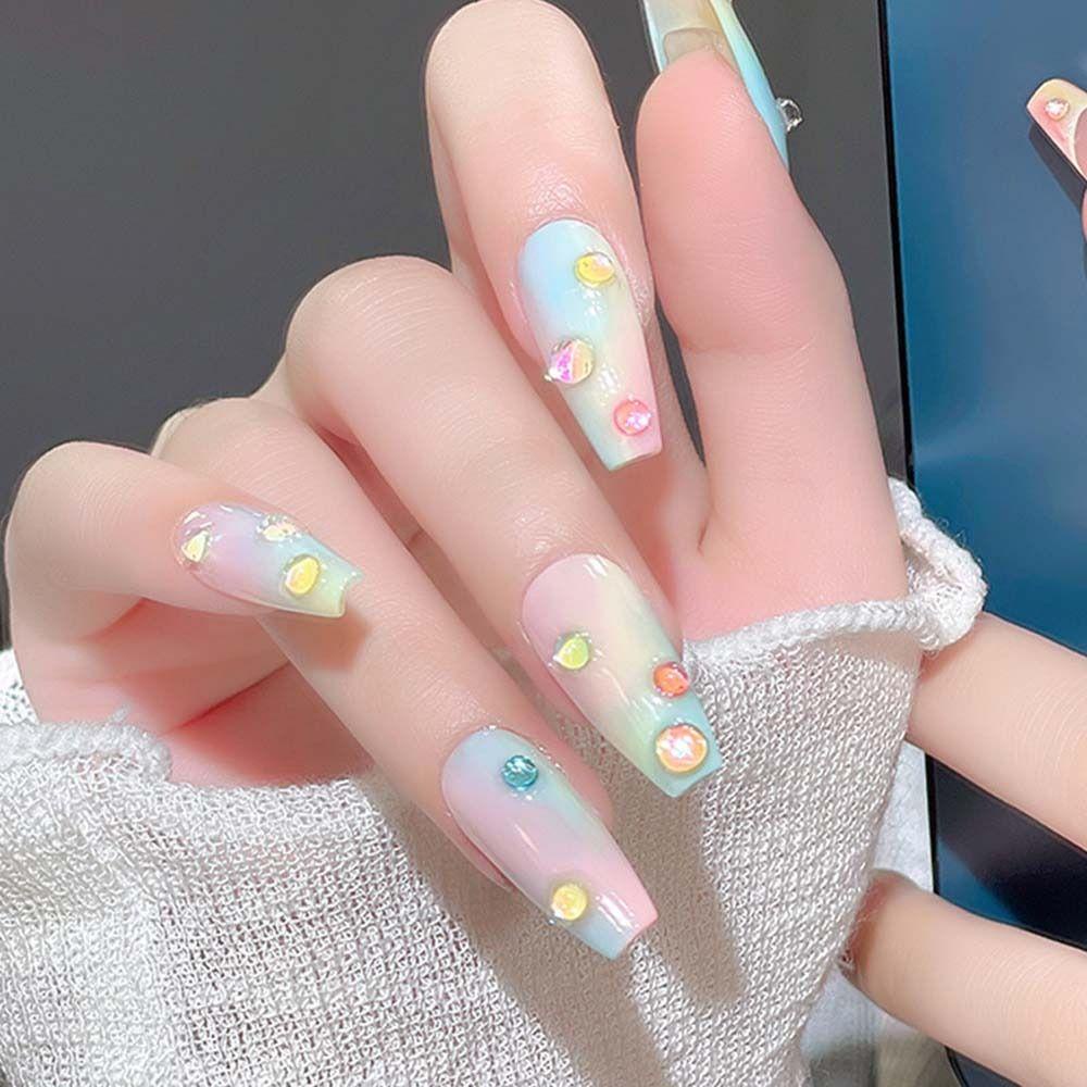 Agustina Kuku Berlian Imitasi Jepang Nail Art Cinta Hati Manikur Aksesoris Ukuran Campur 3D Nail Art Drills