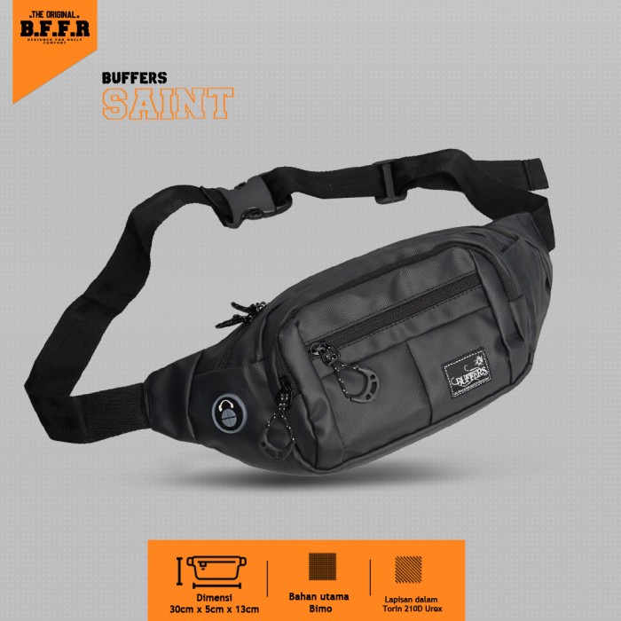 Tas Waistbag Pria Buffers Saint - Black - Hitam