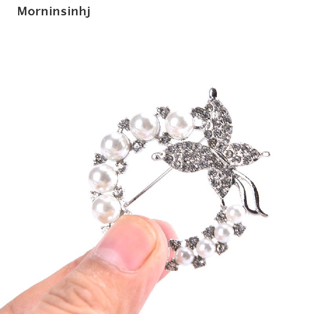 Mornin Bros Lingkaran Mutiara Dan Berlian Imitasi Untuk Baroque Trendy Elegan Butterfly Brooch id