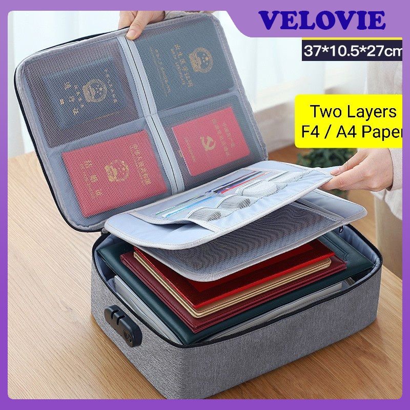 Tas Bag Penyimpanan Sertifikat Dokumen Penting Tas Kerja Lock Sandi Kunci Digit Seleting Sleting Pas