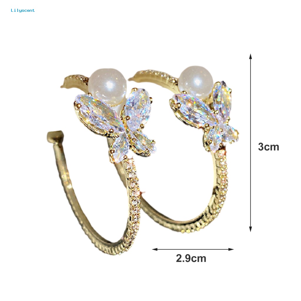 Lilyscent 1pasang Anting Tusuk Elegan Untuk Pesta Wanita Alloy Piercing Earrings Jewelry Indah