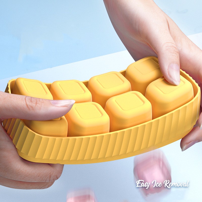 8lubang Dapur Kreatif Silikon Buatan Sendiri Frozen Ice Block Cube Mold Reusable Honeycomb Ice Box Tray Dengan Tutup Yang Dapat Dilepas Grids Ice Cubes Maker Mold