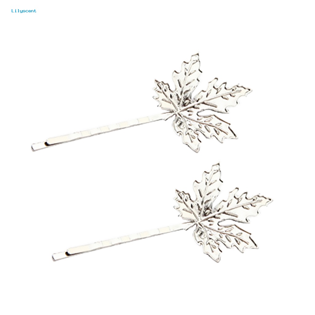 Lilyscent 2Pcs Elegan Maple Leaf Alloy Hairpin Rambut Klip Wanita Hiasan Kepala Aksesoris