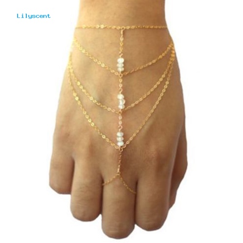 Lilyscent Lady Multi Chain Tassel Gelang Selebriti Budak Jari Cincin Tangan Rantai Harness