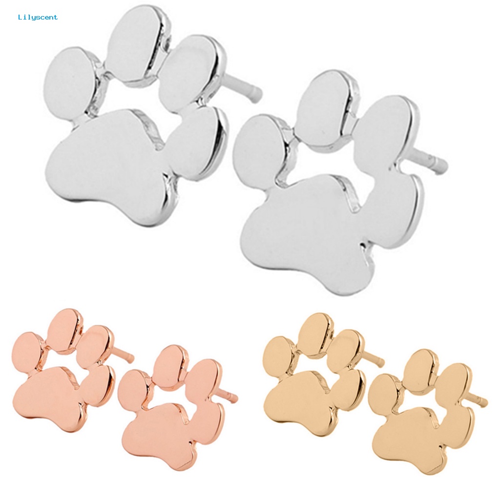 Lilyscent 1pasang Giwang Telinga Mengkilap Untuk Ulang Tahun Anjing Kucing Paw Ear Studs Kreatif