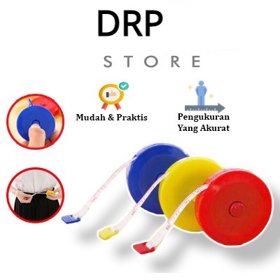 Meteran Gulung Putar 150cm Mini Pengukur Lingkar Perut dan Barang / Meteran Baju Gulung