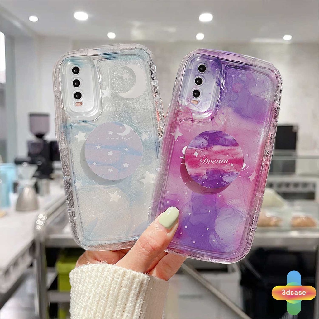 Casing VIVO Y22 Y22S Y35 Y02 Y30 Y12S Y12 Y20 Y15S Y15C Y91C Y21 2021 Y21A Y21T Y16 Y21S Y20S Y12i Y3S Y33T Y15A Y01 Y01A Y21E Y21G Y91 Y30i Y93 Y95 Y15 Y17 Y50 Y53S Y51 2020 Y51A Y10 Y33S Y1S Fantasy Gradual Starry Sky Transparent Soap Case With Stand