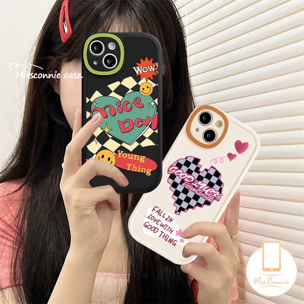 Ins Smile Cinta Hati Papan Catur Pasangan Case Untuk Infinix Hot11 9 10 Bermain Cerdas5 6 Hot 10s 10T 11s Hot 10 Lite Note8 Fashion Graffiti Cinta Hati Bunga Segar Soft Case Cover