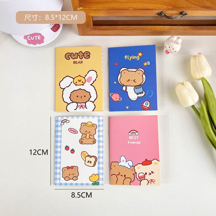 Mini Kartun Kosong Jurnal Diary Portabel Saku Notebook Kantor Perlengkapan Sekolah 8.5 * 12cm