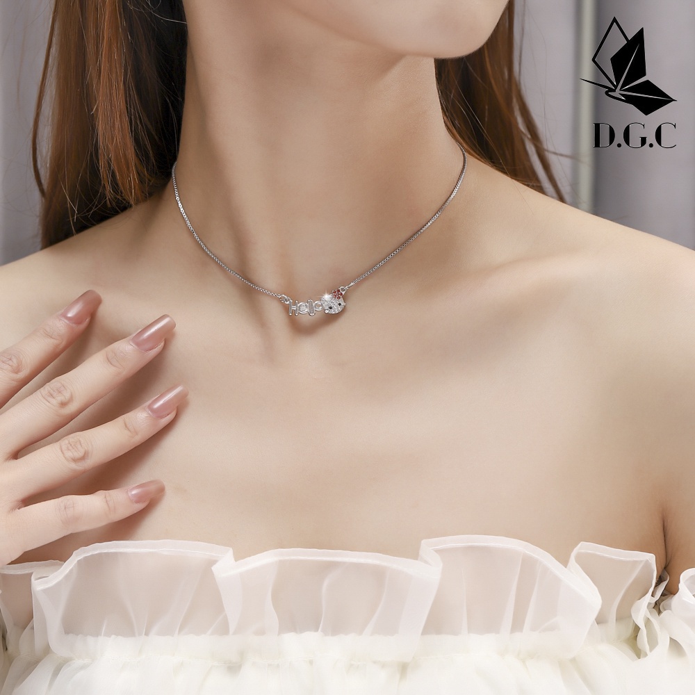 D.G.C✨COD Kalung Anak Titaniun Wanita Permata Perhiasan Lapis Silver 18k Perak Murah Korea D664