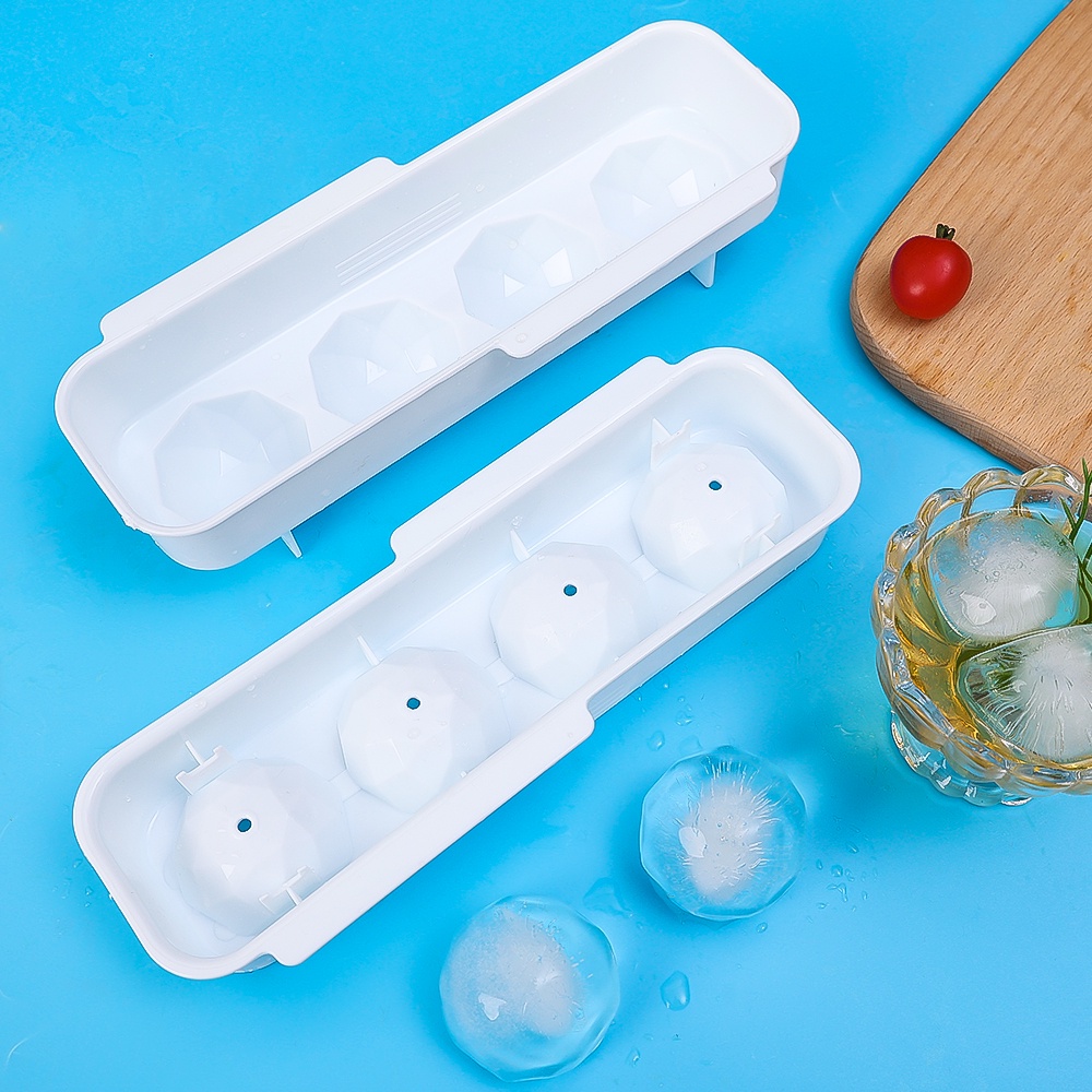 Cetakan 4kisi Untuk Membuat Artikel Pesta Bar Dapur Cetakan Es Accessiories Reusable Ice Tray Mold Diamond Ice Hoki Lubang Kotak Whisky Wine Cool Down Ice Maker Tool