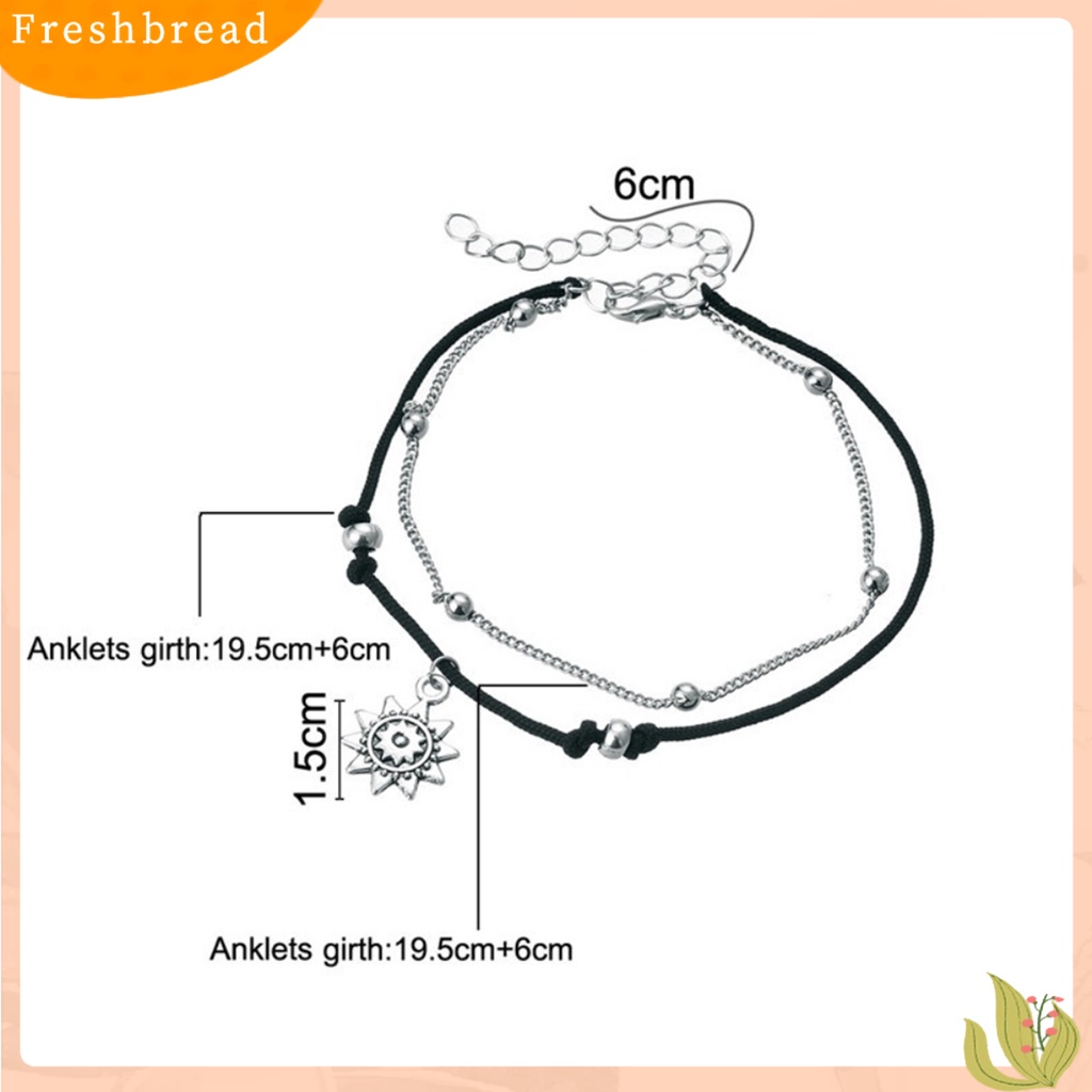 &lt; Freshbread &gt; Gelang Kaki Rantai Bentuk Matahari Nyaman Untuk Menyimpan Perhiasan Gelang Kaki Wanita Warna Silver Untuk Hadiah
