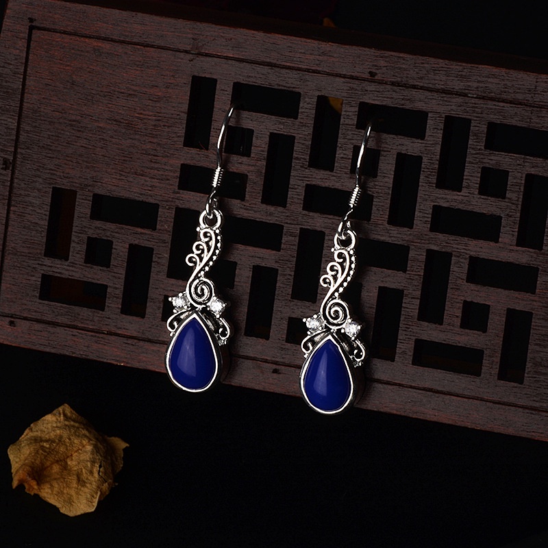 Goldkingdom Aksesoris Perhiasan Fashion Ready Stock Anting Vintage Fashion Eropa Dan Amerika Berlapis Thai Silver Ear Pendant Earrings