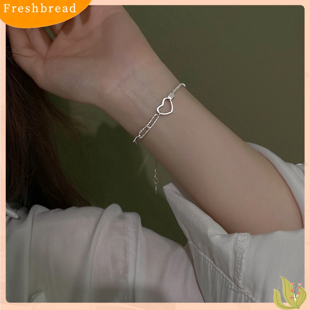 &lt; Freshbread &gt; Wanita Gelang Bright Luster Adjustable Geometris Electroplating All-match Dekorasi Hadiah Gadis Manis Cinta Hati Rantai Gelang Tangan Perhiasan Untuk Pernikahan