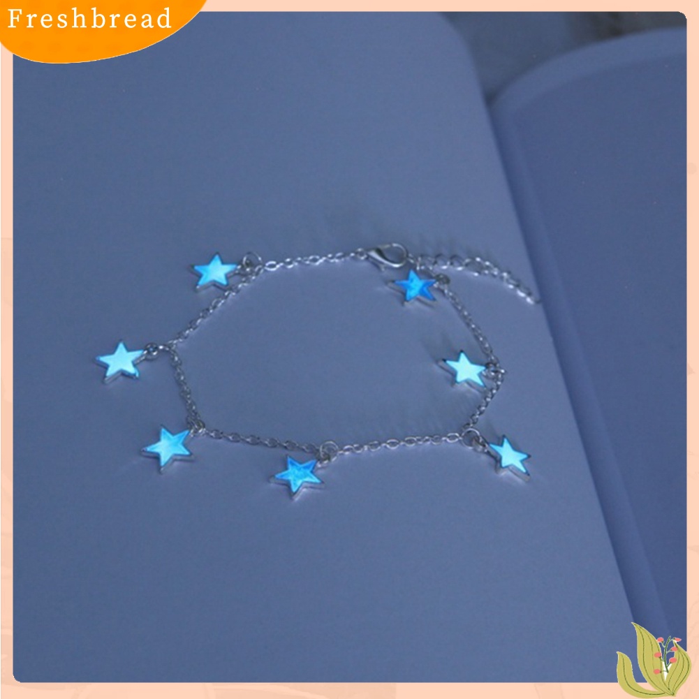 &lt; Freshbread &gt; Fashion Unisex Gelang Kaki Pantai Rumbai Bintang Lima Neon Biru