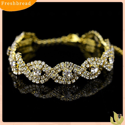 &lt; Freshbread &gt; Wanita Mewah Spiral Berlian Imitasi Bangle Pesta Pernikahan Gelang Perhiasan Hadiah