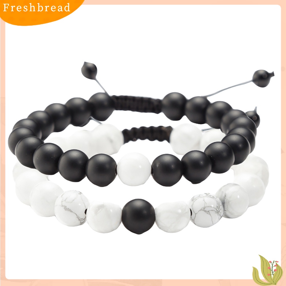 &lt; Freshbread &gt; 1/2Pcs Adjustable Unisex Batu Akik Manik Pasangan Gelang Perhiasan Hadiah Valentine