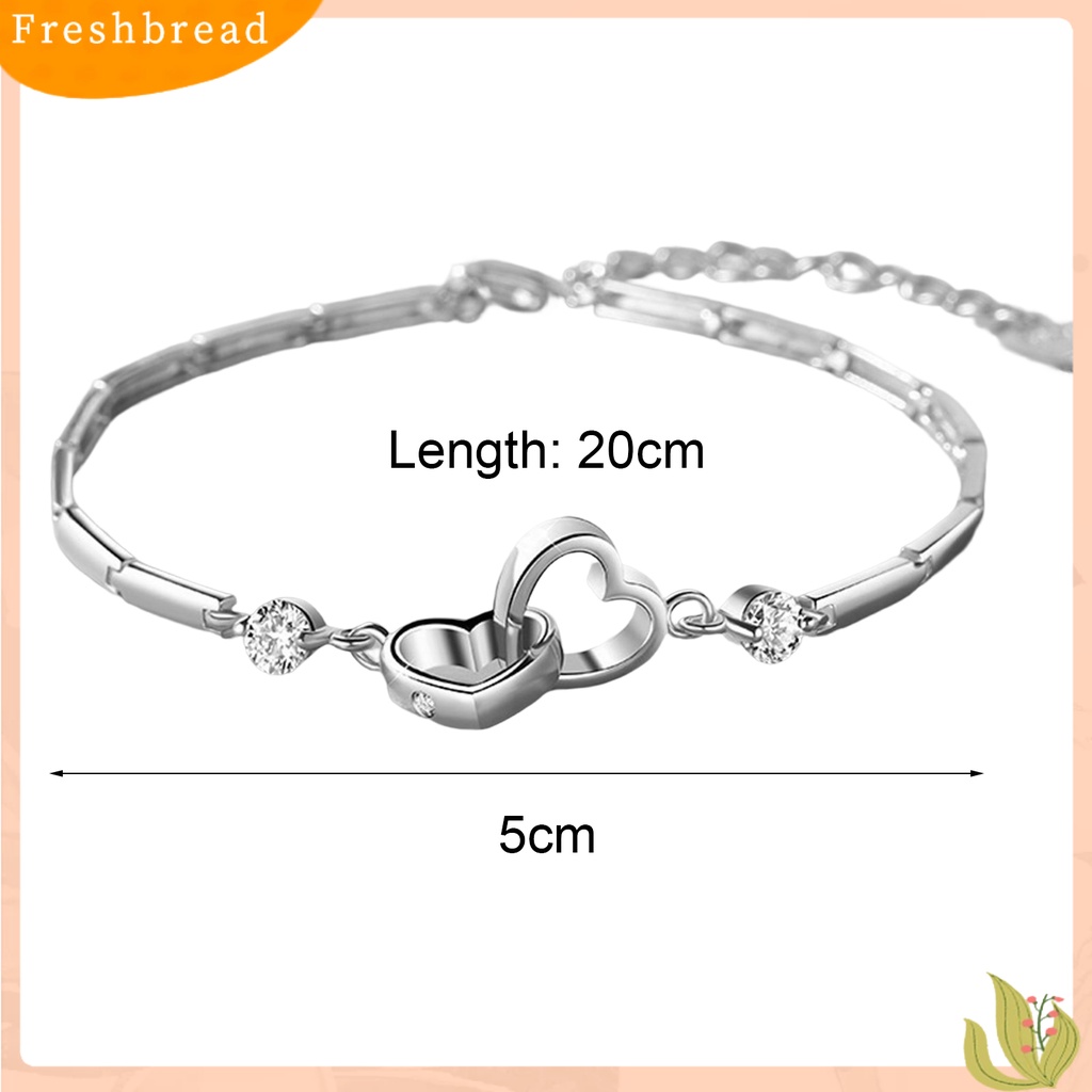 &lt; Freshbread &gt; Wanita Gelang Warna Solid Halus Berongga Keluar Adjustable Berlian Imitasi Rantai Pergelangan Tangan Hadiah Pernikahan