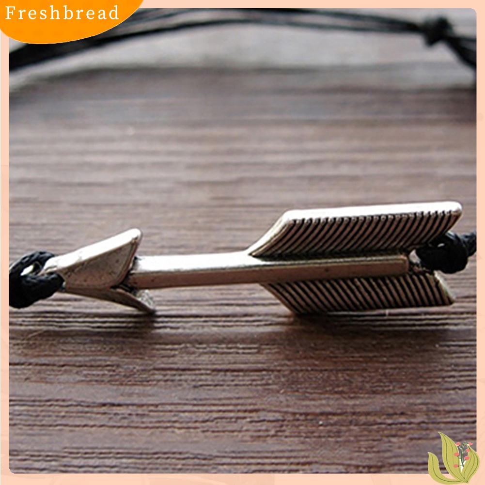 &lt; Freshbread &gt; Pria Wanita Vintage Arrow Pendant Handmade Adjustable Gelang Punk Cuff Bracelet