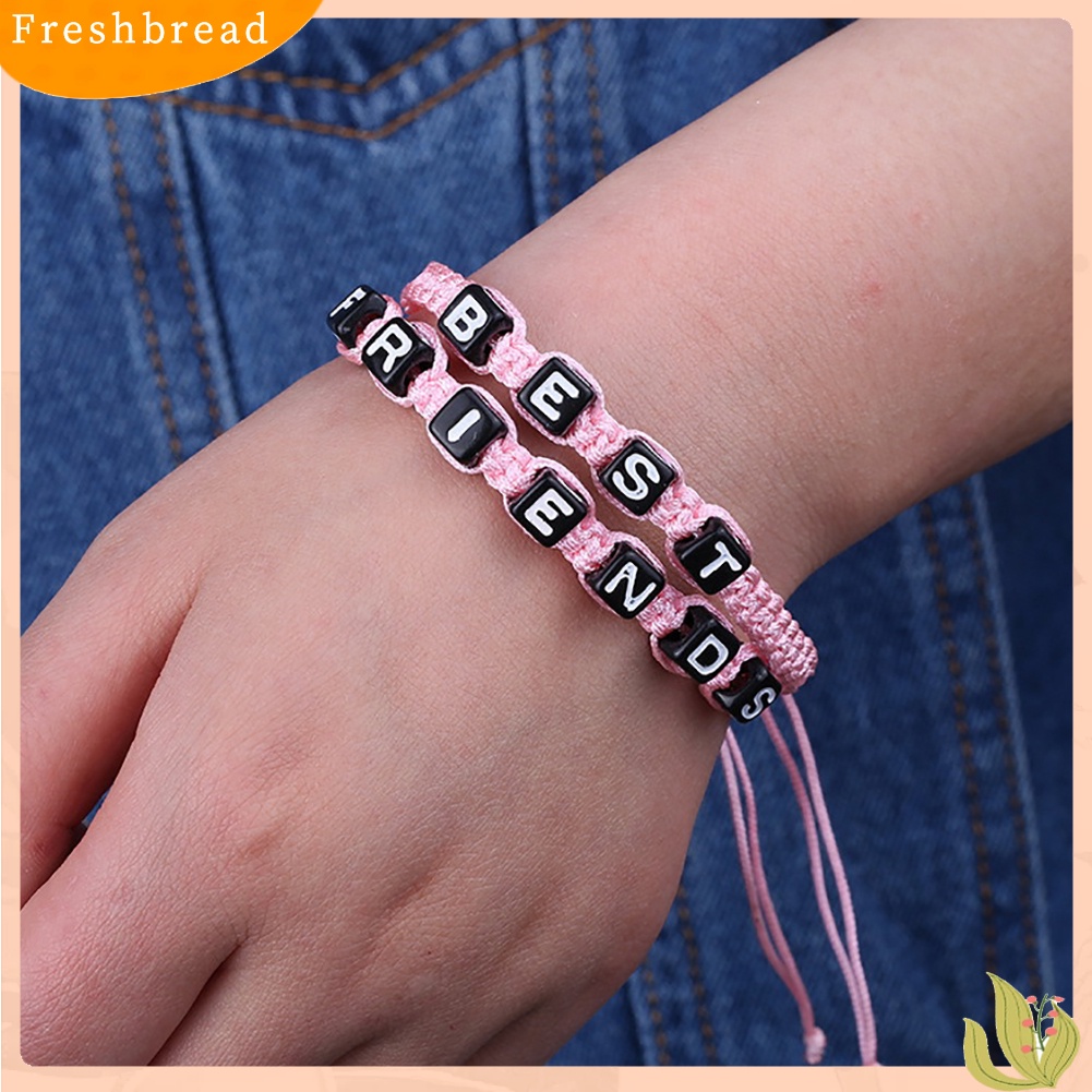 &lt; Freshbread &gt; 2Pcs/Set Unisex BEST FRIEND Letter Charm Handmade Anyaman Gelang Persahabatan