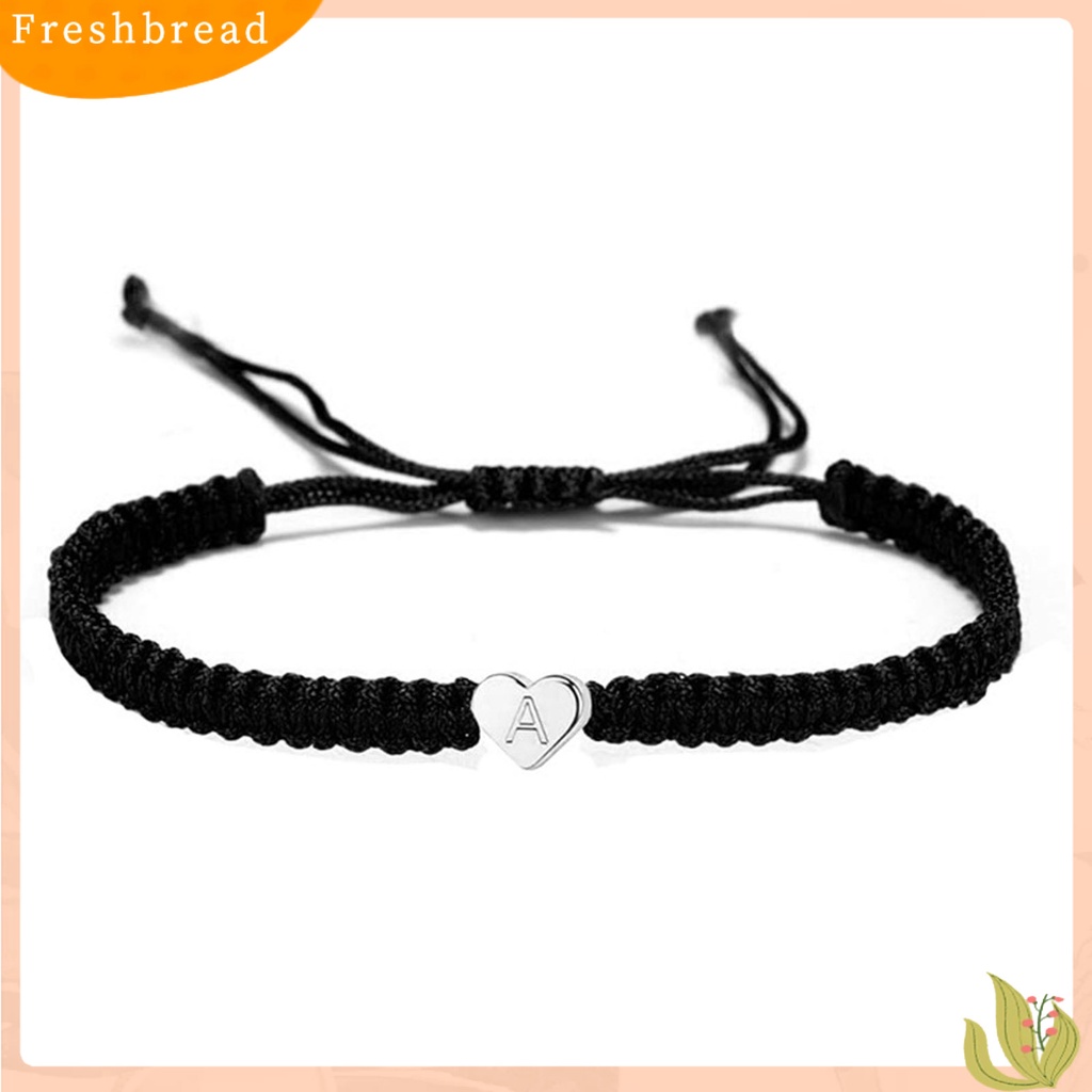 &lt; Freshbread &gt; Gelang Couple Bentuk Hati Tali Kepang Adjustable Melar All-match Hadiah Hias 26huruf Initial Charms Bracelet Jewelry Untuk Hari Kasih Sayang