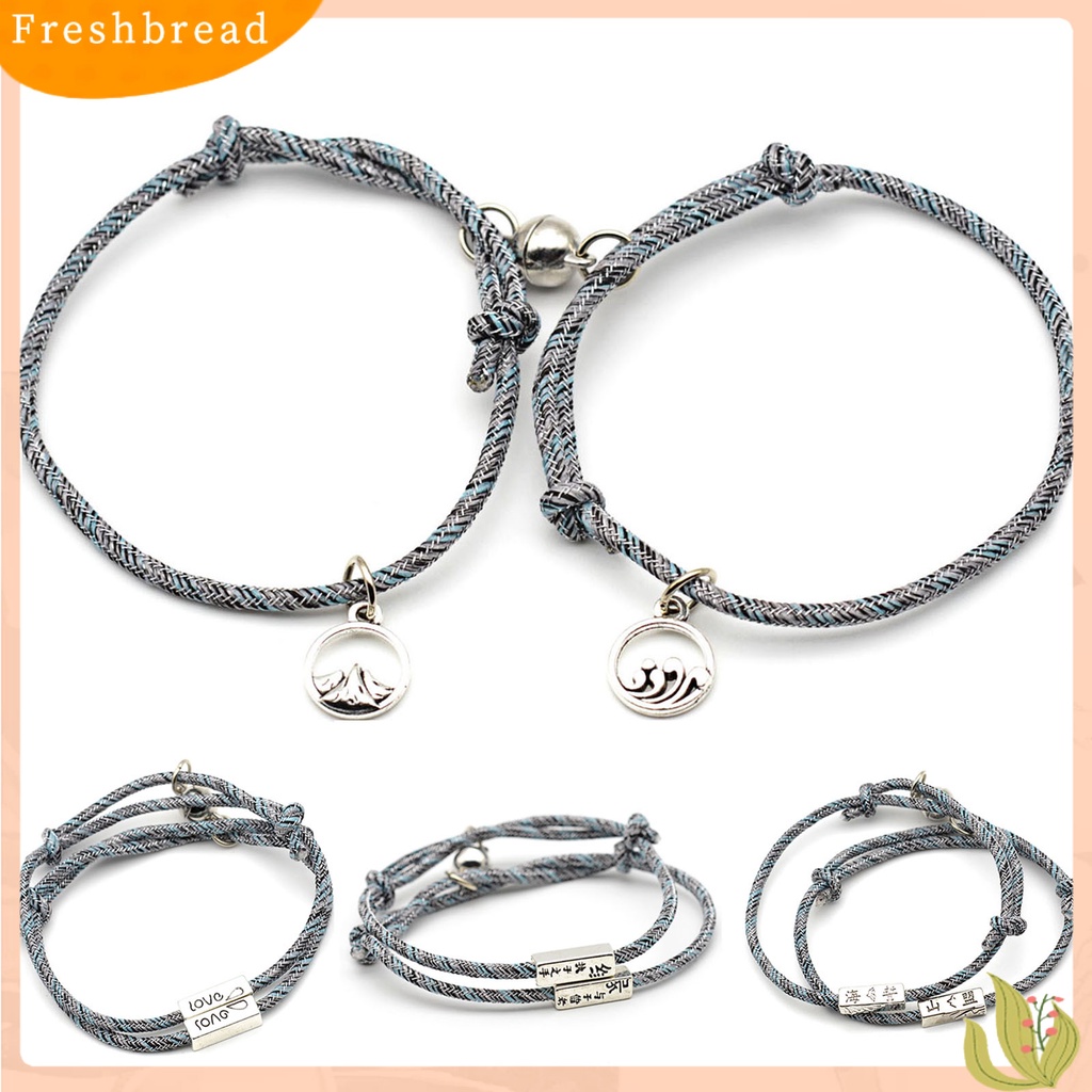 &lt; Freshbread &gt; 2Pcs Lover Bracelet ic Adjustable Braid Rope Pria Wanita Matching Bracelet Untuk Hadiah