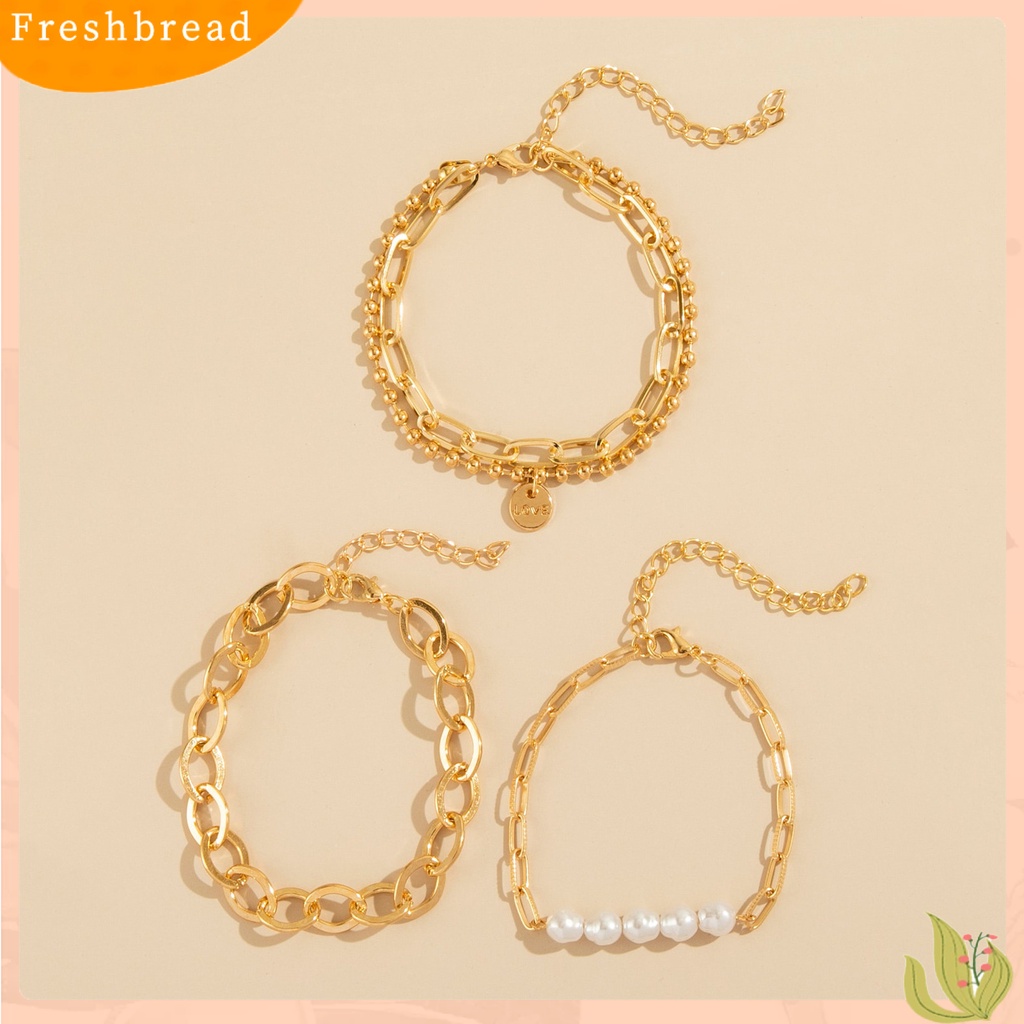 &lt; Freshbread &gt; 3Pcs Gelang Wanita Love Adjustable Jewelry Gelang Bohemian Elegan Untuk Pantai