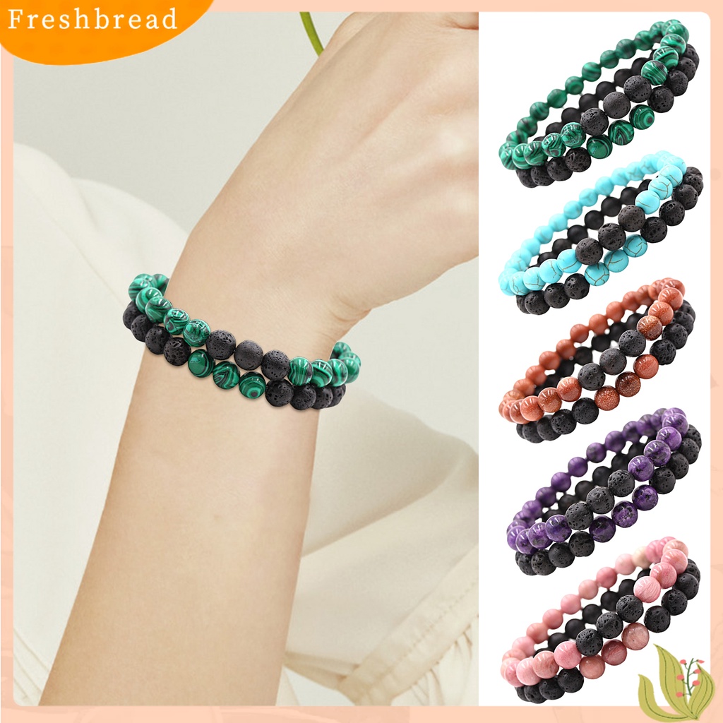 &lt; Freshbread &gt; 2Pcs Gelang Yoga Trendi Menawan Tali Elastis Pasangan Jarak Hitam Putih Gelang Untuk Kekasih