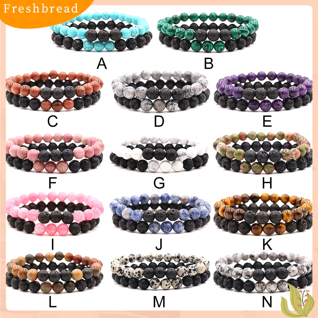 &lt; Freshbread &gt; 2Pcs Gelang Yoga Trendi Menawan Tali Elastis Pasangan Jarak Hitam Putih Gelang Untuk Kekasih