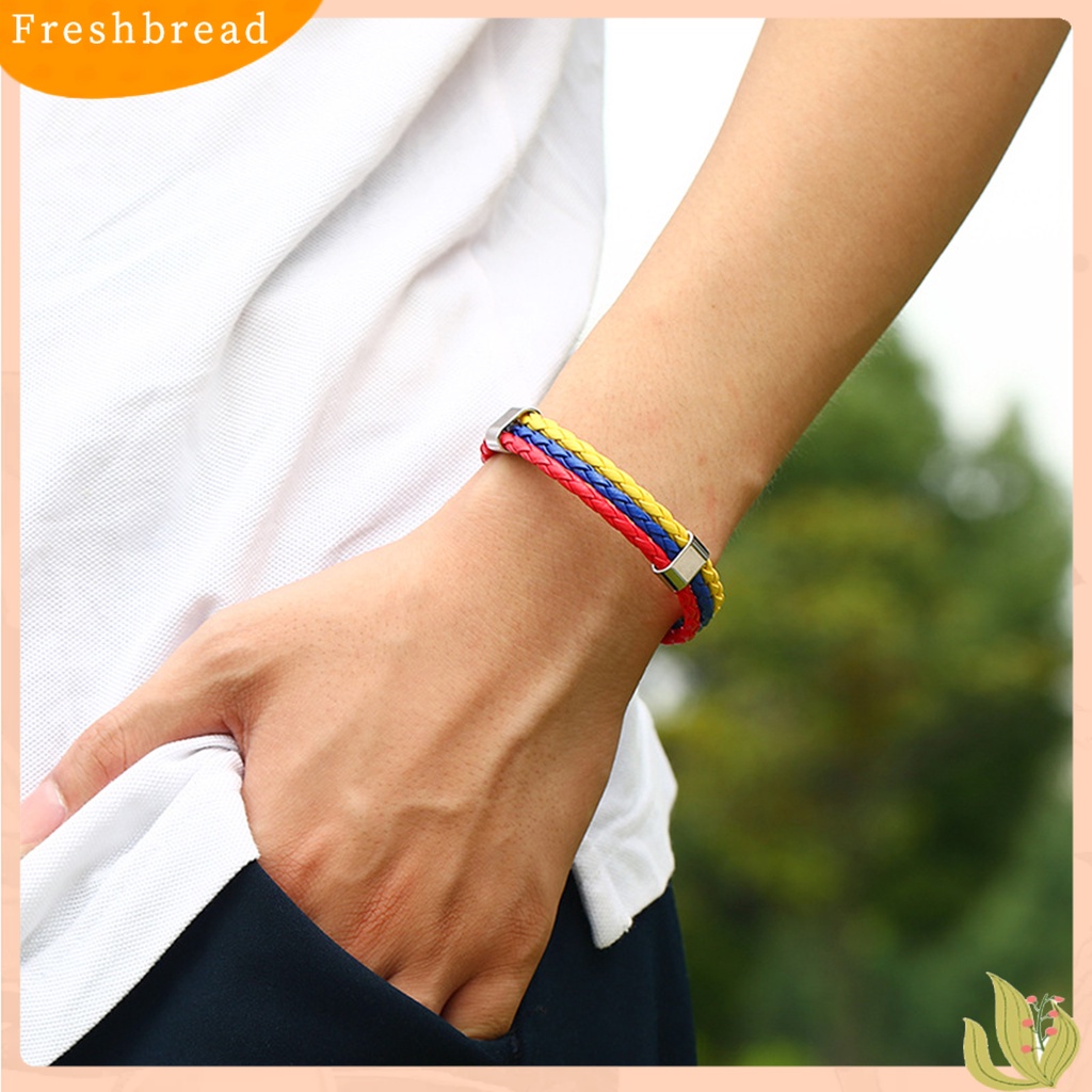 &lt; Freshbread &gt; Gelang Anyaman Dengan Gesper Multi Layers Casual World Cup National Element Bracelet Untuk Kehidupan Sehari-Hari