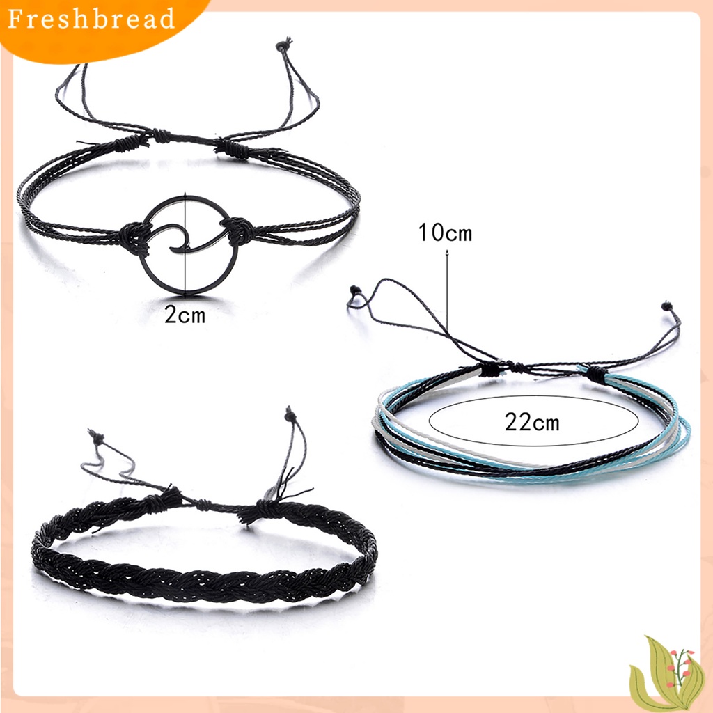 &lt; Freshbread &gt; 3Pcs/Set Gelang Multilayer Bohemia Tali Kepang Gelombang Lingkaran Gelang Tangan Untuk Pacaran