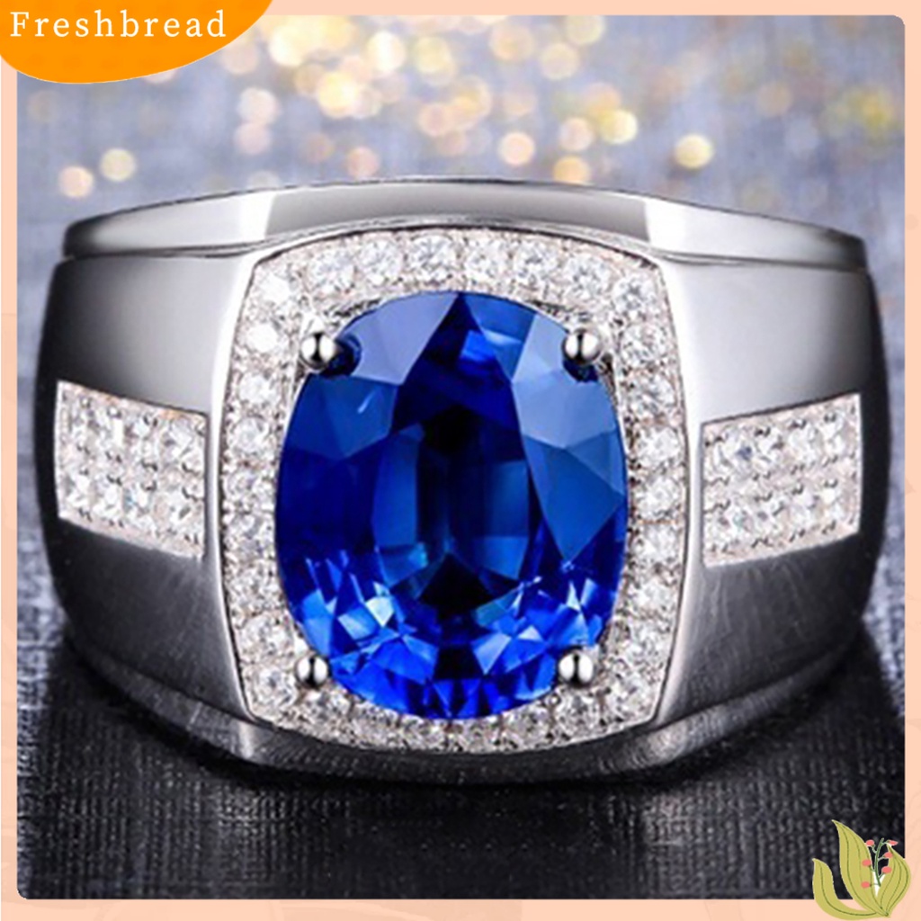 &lt; Freshbread &gt; Mewah Pria Cubic Zirconia Berlian Imitasi Bertatahkan Jari Cincin Perhiasan Hadiah