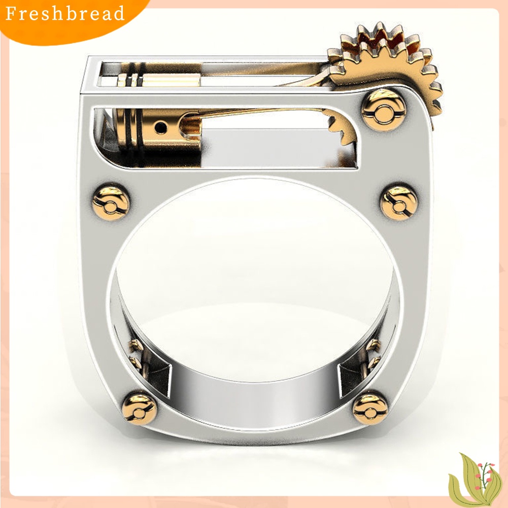 &lt; Freshbread &gt; Punk Pria Wanita Mekanik Gear Geometris Band Jari Cincin Pesta Perhiasan Hadiah