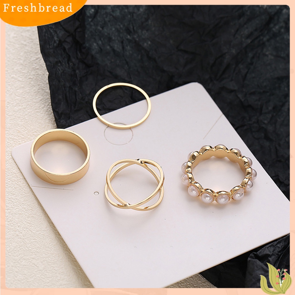 &lt; Freshbread &gt; 4Pcs Cincin Kawin Eye-catching Shiny Dress Up Tahan Lama Cincin Kilau Terang Indah Untuk Pesta