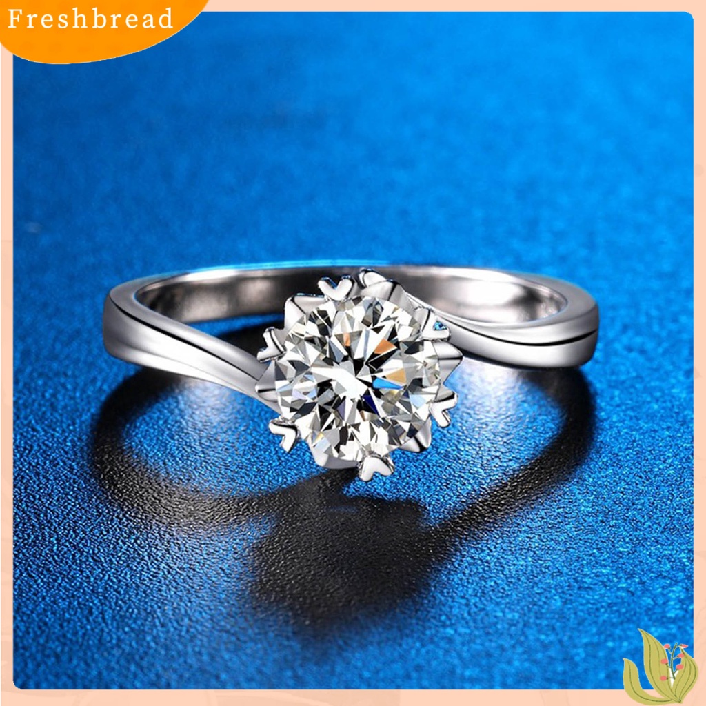 &lt; Freshbread &gt; Cincin Jari Shiny Rhinestone Electroplating Pengerjaan Halus Tahan Luntur Hias Tembaga Indah Snowflake Engagement Ring Perhiasan Aksesori