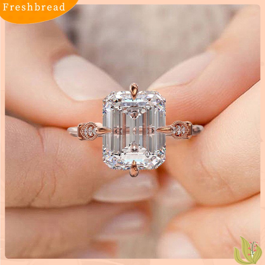 &lt; Freshbread &gt; Klasik Wanita Cincin Rose Gold Hias Kristal Imitasi Jari Cincin Perhiasan Aksesoris