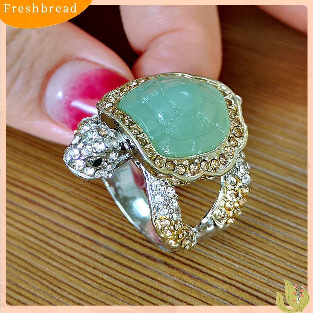 &lt; Freshbread &gt; Fashion Wanita Berlian Imitasi Bertatahkan Turtle Cincin Pernikahan Pertunangan Perhiasan Hadiah