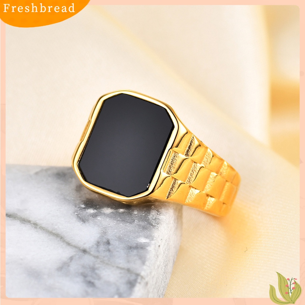 &lt; Freshbread &gt; Wanita Cincin Gaya Sederhana Warna Vibrant Tahan Karat Luntur Mengkilap Hias Baja Titanium Vintage Mewah Square Lady Ring Perhiasan Fashion Untuk Wanita