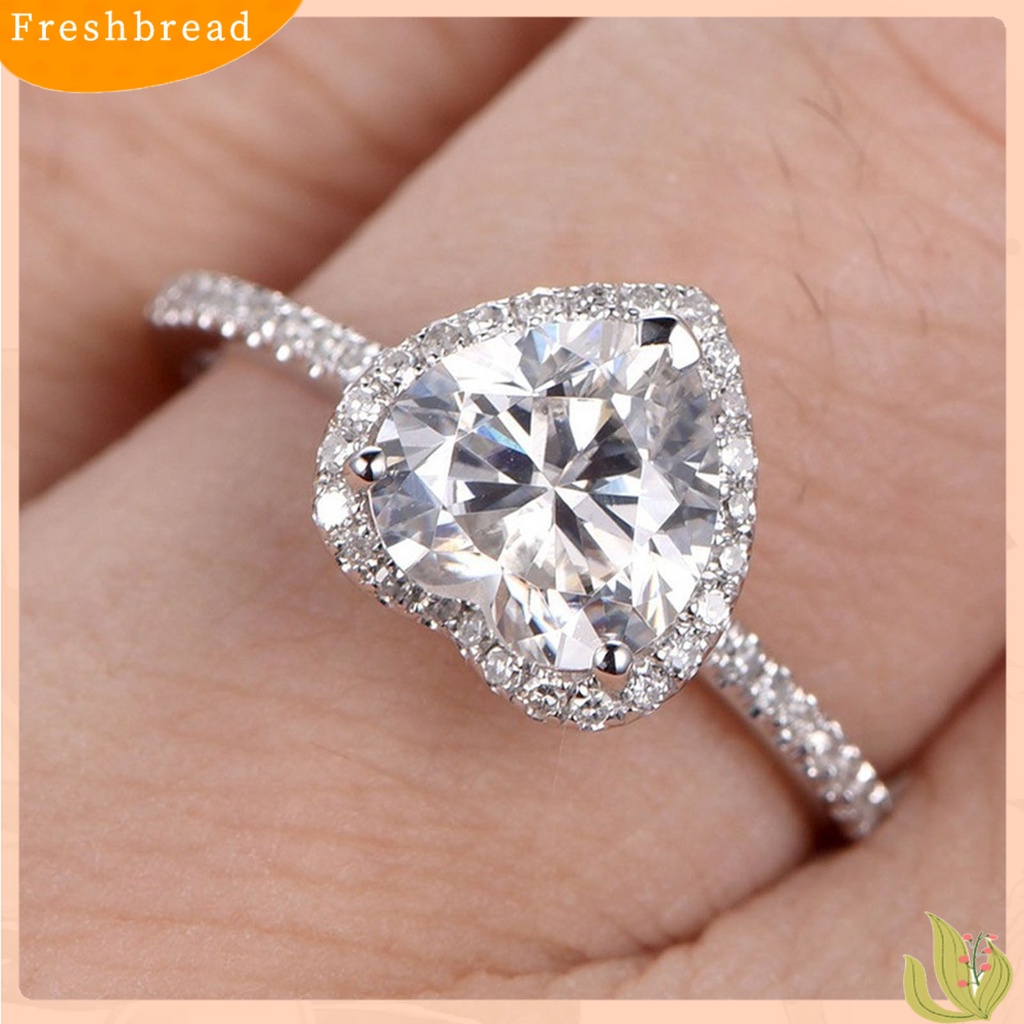 &lt; Freshbread &gt; Wanita Cincin Bentuk Hati Berlian Imitasi Perhiasan Electroplating Fashion Penampilan Jari Ring Untuk Pernikahan