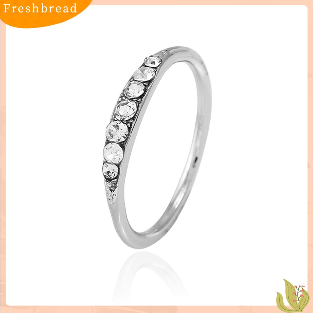 < Freshbread > Wanita Fashion Berlian Imitasi Bertatahkan Band Jari Cincin Pernikahan Pertunangan Perhiasan Hadiah